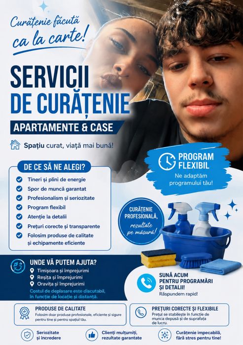 Curățenie profesională Timișoara, Reșița, Oravița – Case, Apartamente, Birouri