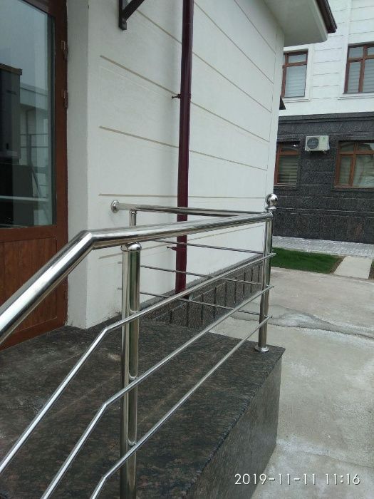 Перила из нержавейки, поручень, навес, никель, nerjaveyka perila