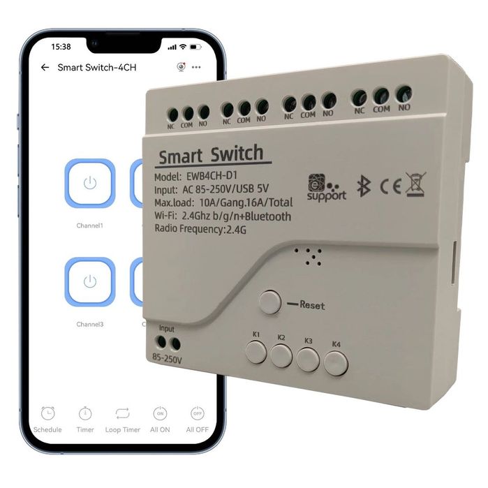 4 канала WiFi Smart Jogg Switch/Relay eWeLink Bluetooth контрол