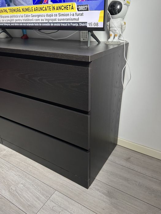 Comoda 6 sertare Negru/Maro 160x78