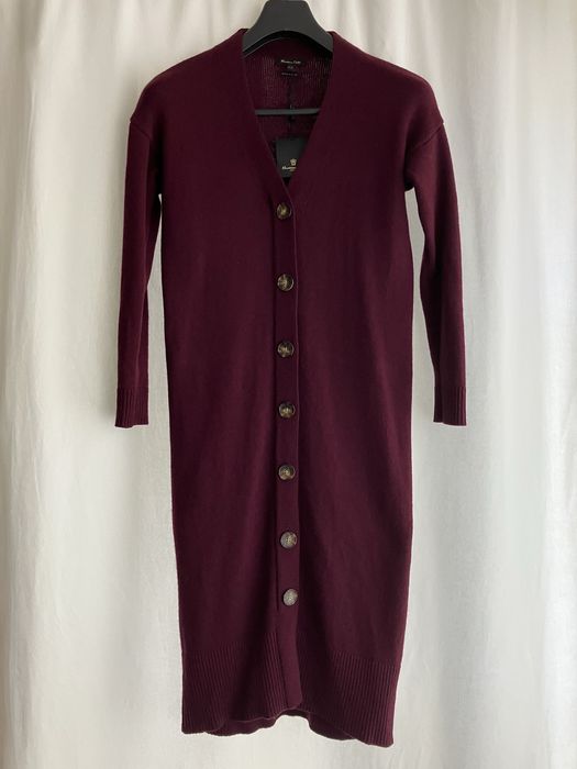 Топла рокля Massimo Dutti XS размер в бургундско червено