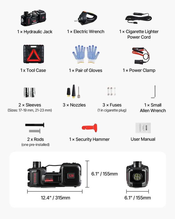 НЕМСКИ Електрически крик за автомобили 5 тона+ ЛЕД ФЕНЕР
