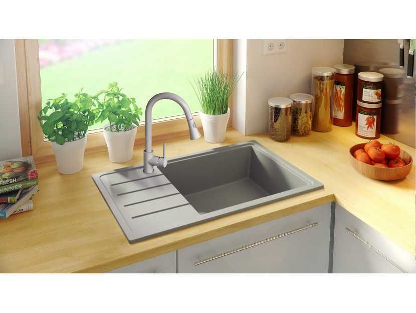 Кухненска Мивка от Гранит Копенхаген 780 x 500 Smart XXL - сив