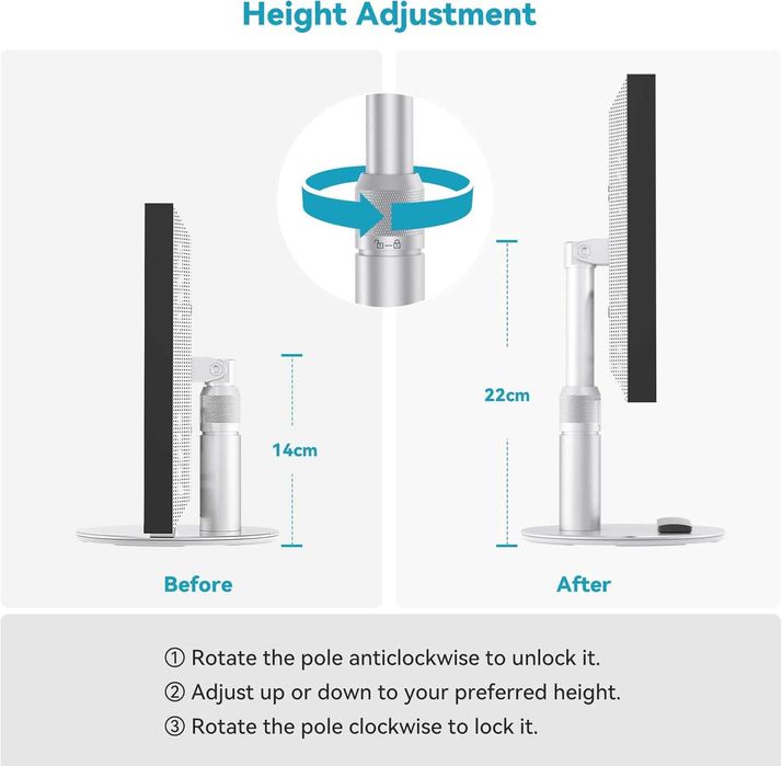 Въртяща се стойка Pitelumeon за Show 15, Show 21,сребриста,регулируема