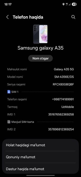Samsung galaxy a35 5g 256 talik