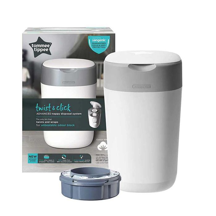 TOMMEE TIPPEE Хигиенен кош за памперси TWIST&CLICK БЯЛ