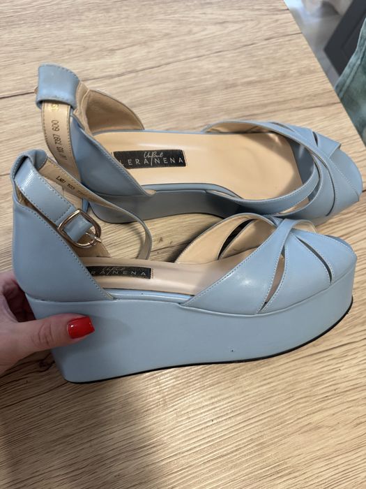 Сини сандали, еко кожа