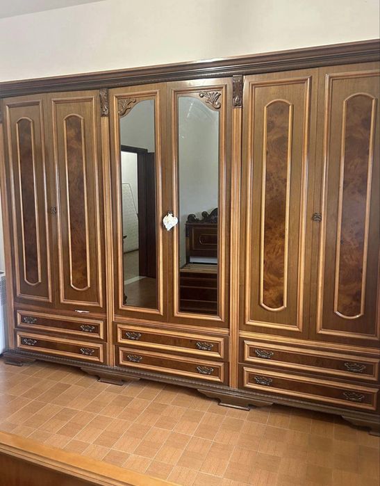 Dormitor LEMN Masiv dulap+pat+noptiere+comoda+somiera