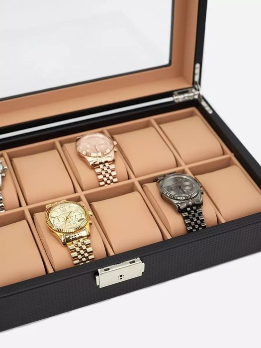 Шкатулка для часов Carbon Fiber Leather Watch Вох 12