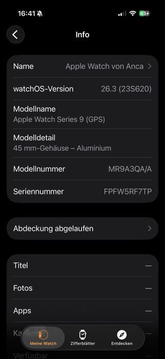 Vand Apple Watch seris 9 45mm GPS