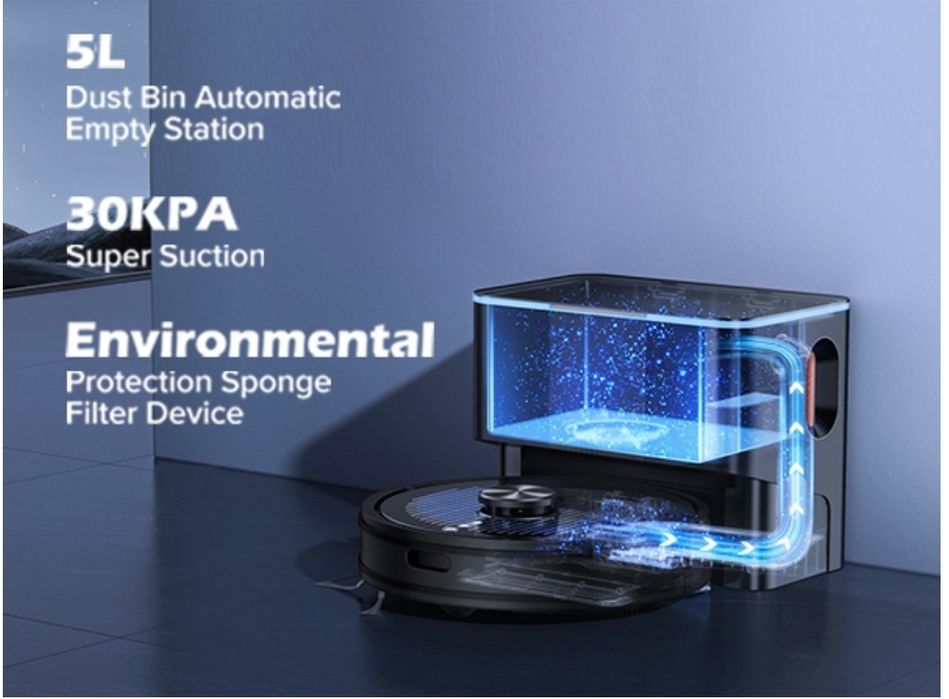 Aspirator robot mop cu statie de depozitare, navigare cu laser