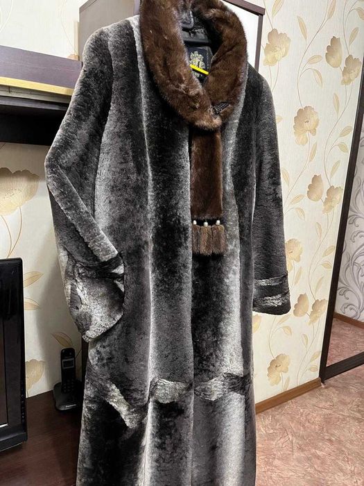 Шуба мутон с норкой 50-52