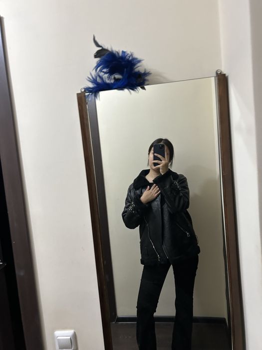 Дубленка черная, демисезон