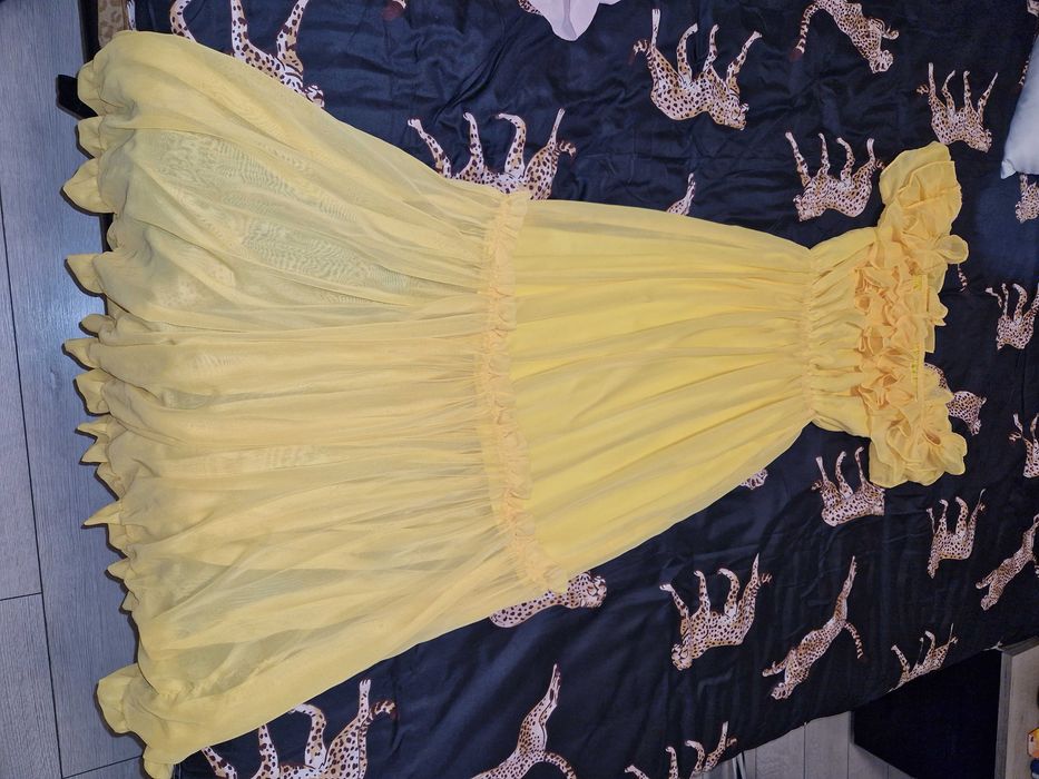 Rochie galbena tip spaniola din voal marime universala