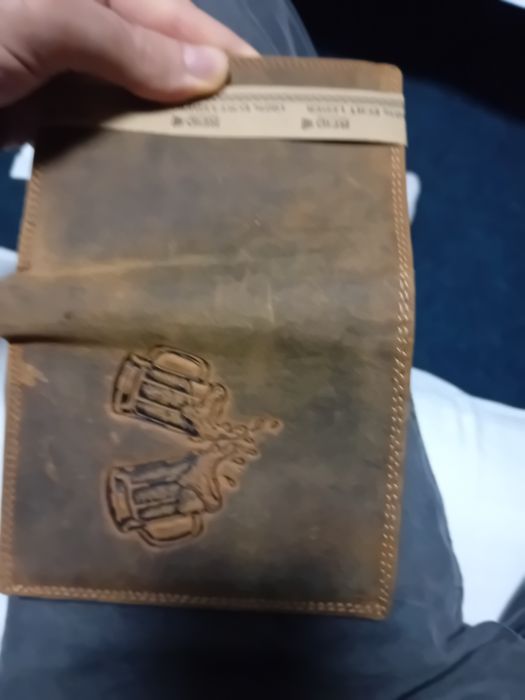 Portofel original FILLMORE, piele întoarsă, RFID protected, Maro