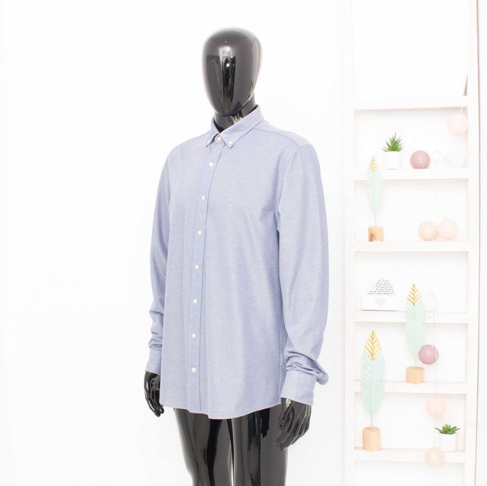 Gant Tech Prep Pique мъжка риза синя Stretch Slim Fit XL