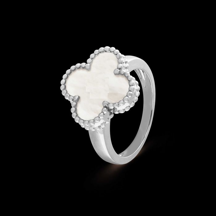 Van Cleef & Arpels VCA Silver Mother Alhambra Clover Дамски Пръстен