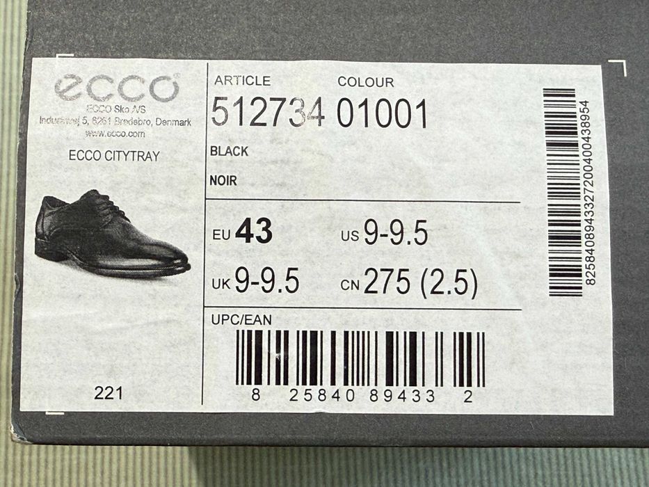 Продавам официални обувки ECCO Cititray, черни, размер 43 – отлично състояние