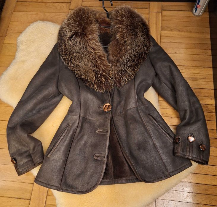 Cojoc blana miel cu guler raton