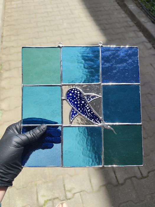 Panou vitraliu -"Viața marină" - realizat manual, design propriu