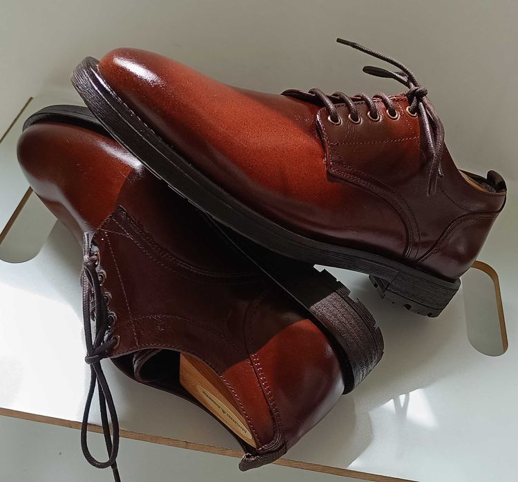 Pantofi derby 40 plain toe premium Minelli Paris NOI piele naturala