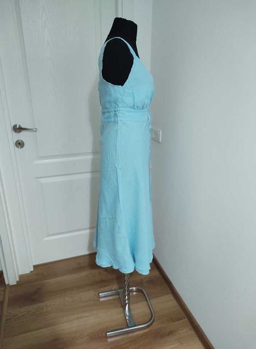 Rochie turcoaz din in, marimea S/M