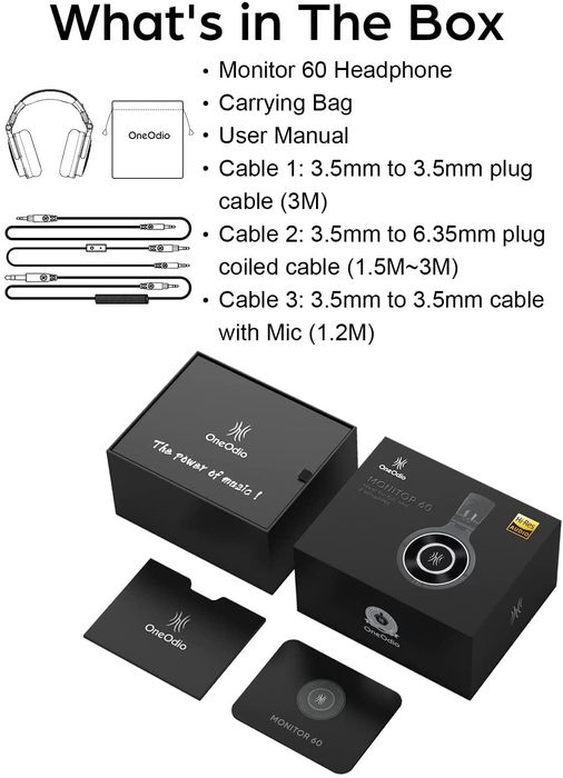 Професионални слушалки Oneodio Monitor 60, 20-40 KHz,1600 mw, 38 Ом