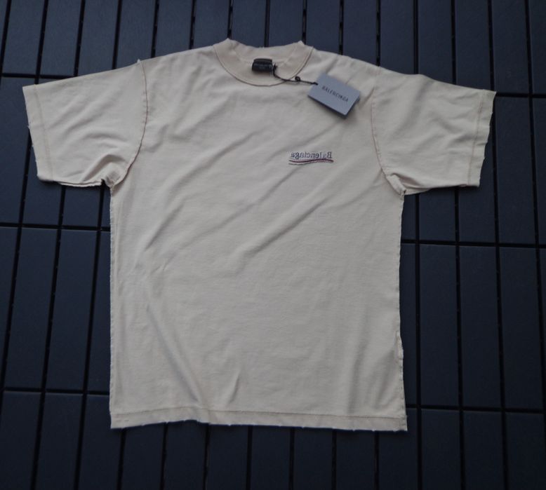 Мъжка тениска Balenciaga T shirt Cream