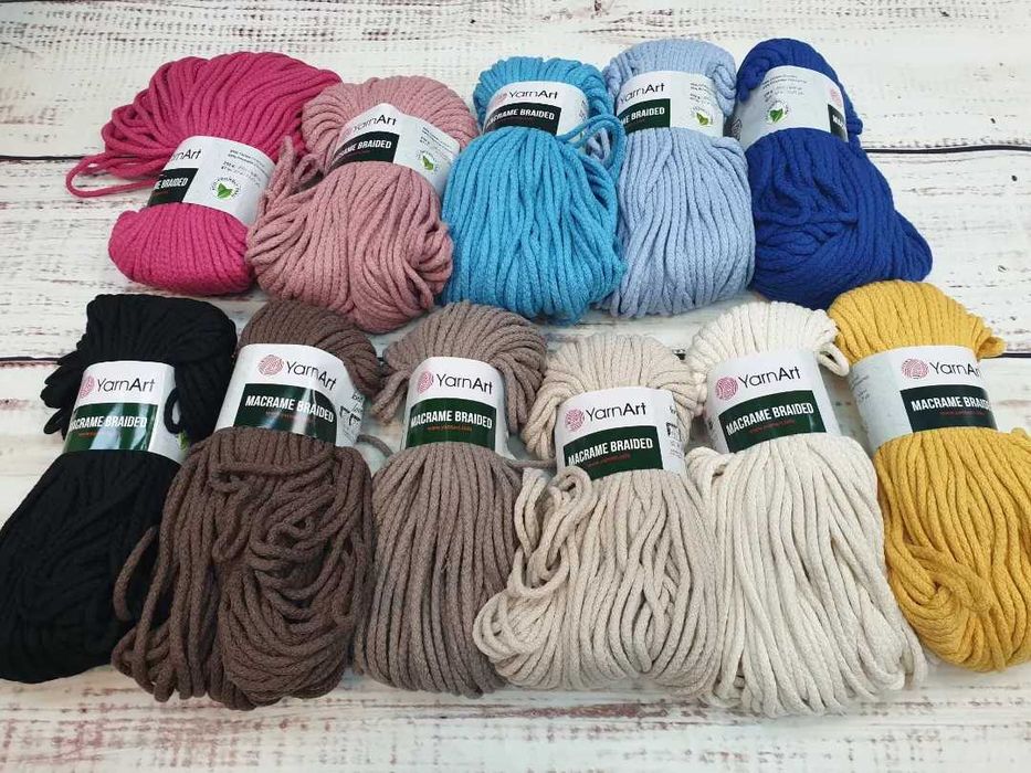 Macrame Braided Yarnart 5 мм хлопковые шнуры