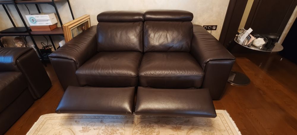 Кожени дивани с релакс механизъм - 2 броя