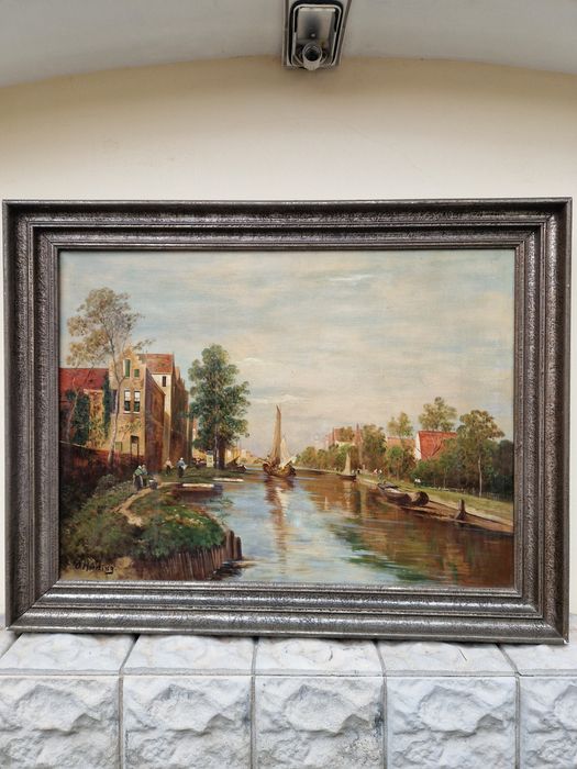 Топ- Уникална огромна майсторска антикварна картина масло върху платно