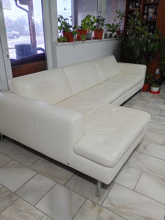 Colțar piele culoare alb