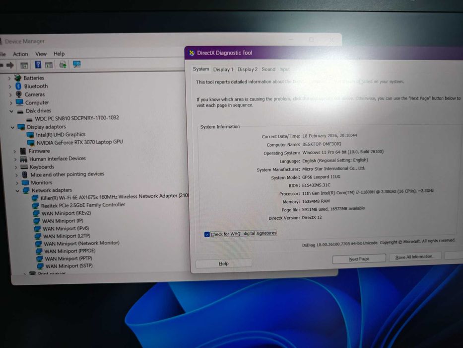 Laptop MSI cu rtx 3070, i7 11800h, 1tb SSD , 16gb, RGB per key gaming