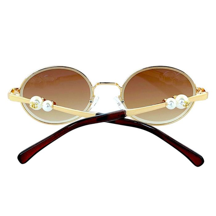 Chanel Paris 2026 дамски слънчеви очила с обла форма и Перла в рамката