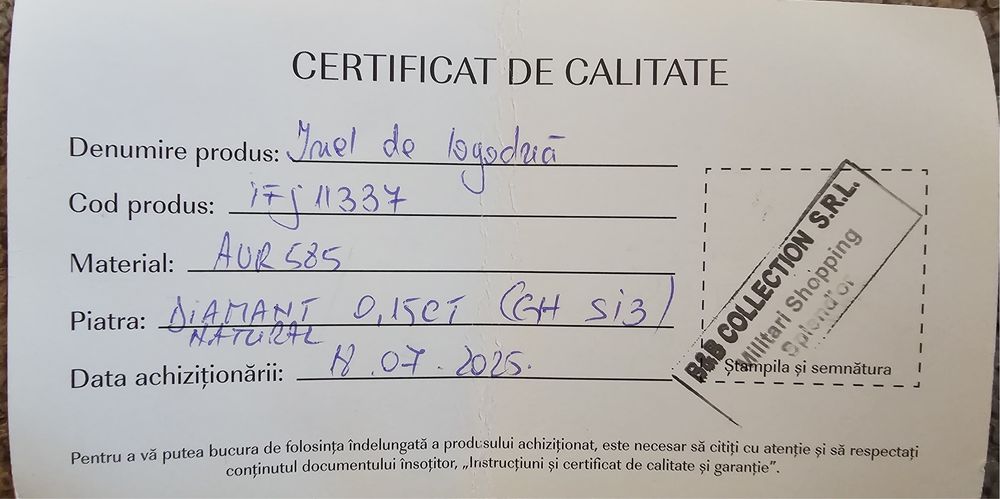 Inel de logodn aur alb cu 7 diamante naturale 585