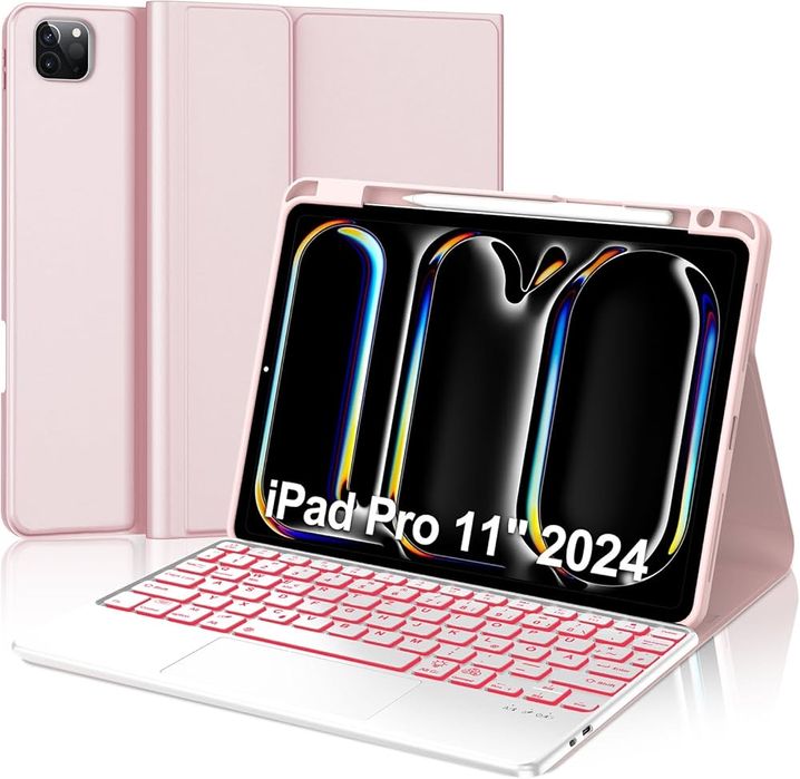 Husa roz cu tastatura pentru Ipad Pro 11, touchapad , tastaura