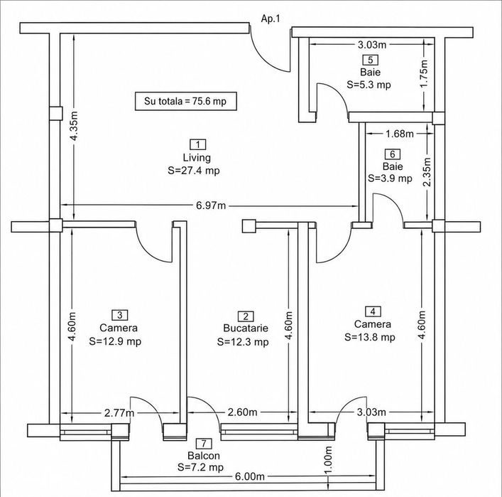 Apartament la cheie cu 3 camere, balcon si parcare! Baciu, Petrom