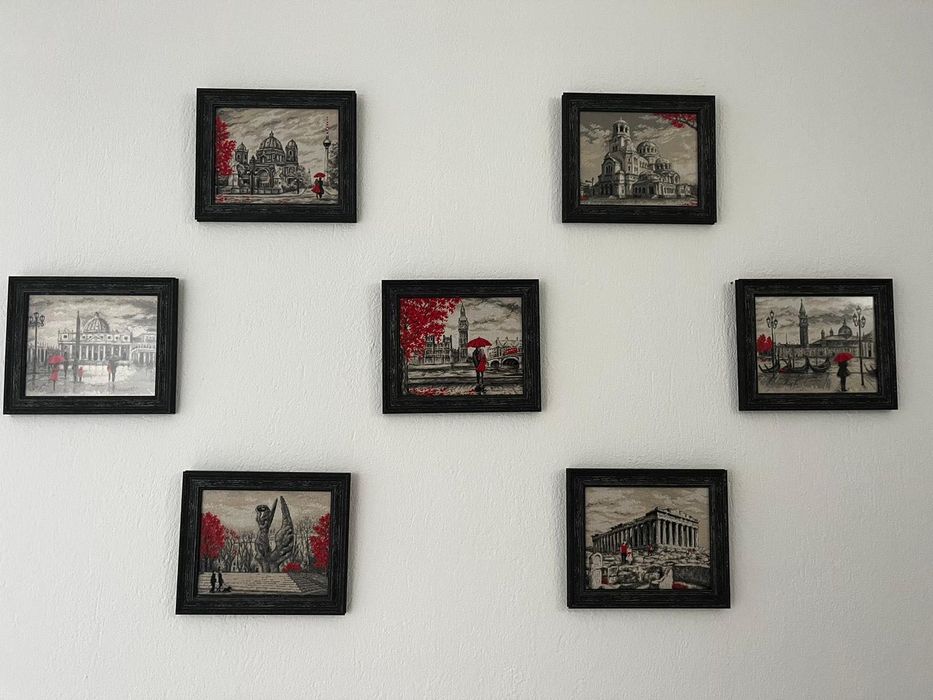 10броя гоблени Градовете на Милена стил -рамкирани