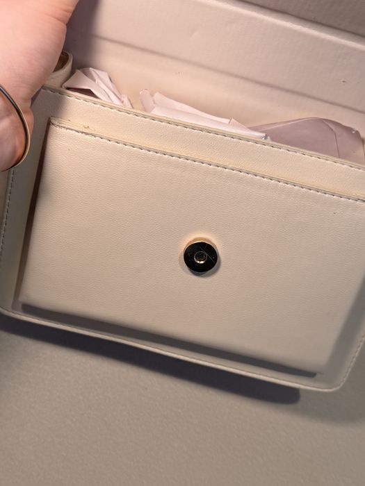 Geantă YSL- bej-alb cu sigla aurie