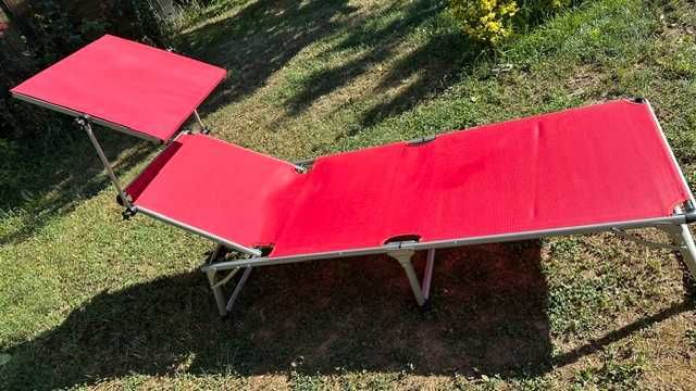 Sezlong aluminiu cu tetiera si parasolar