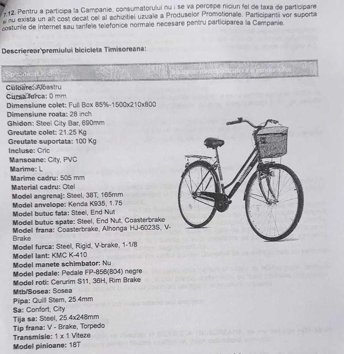 Bicicletă City/Urban 28