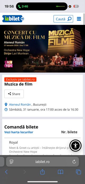 2 bilete concert 31 ian Muzica de film Ateneu