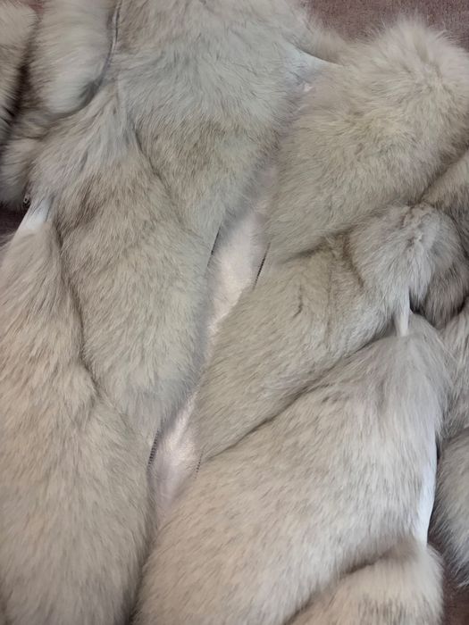 Blană naturală albă damă, elegantă, mărimea S-M