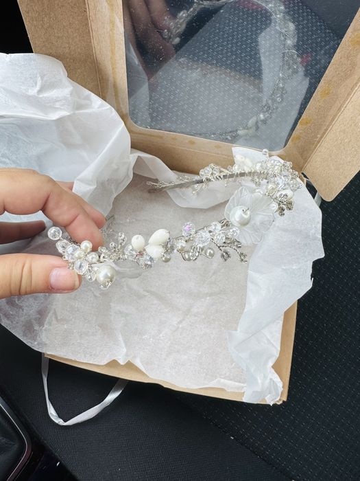 Coronita mireasa lucrata manual cu perle