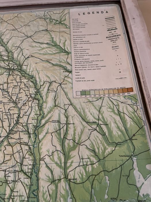 Harta Romaniei 89’  3d relief comunista vintage colectie 100x75