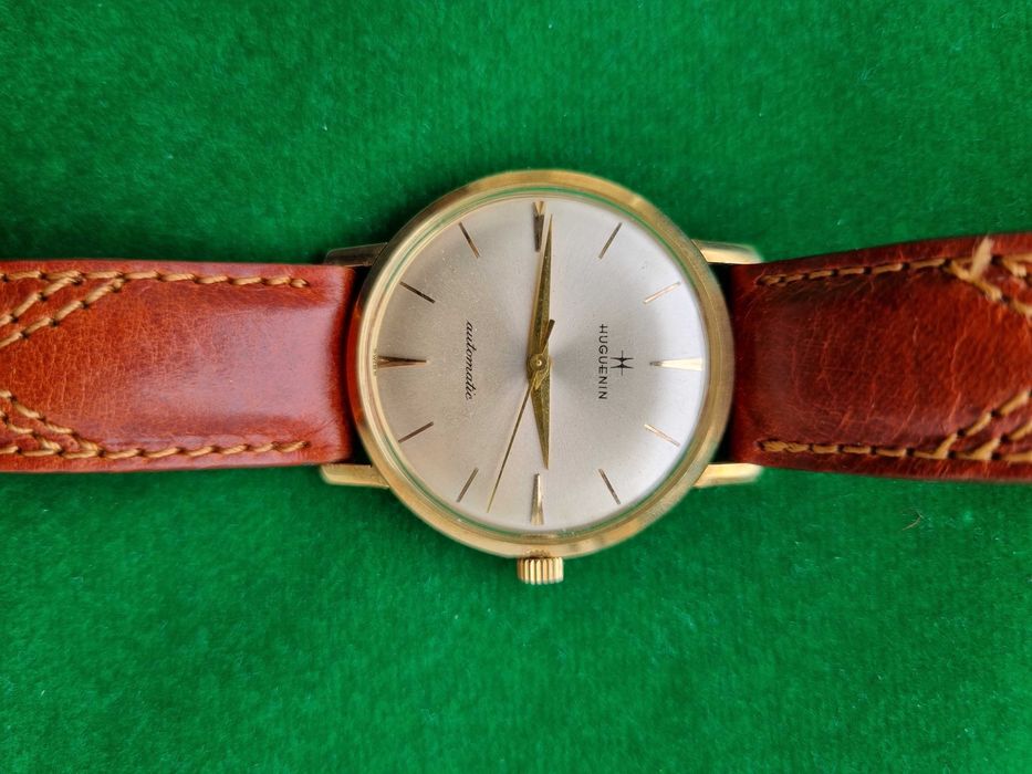 Swiss made Huguenin automatic, 14k aur masiv