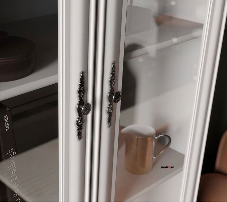 Vitrina alba mdf cu doua usi