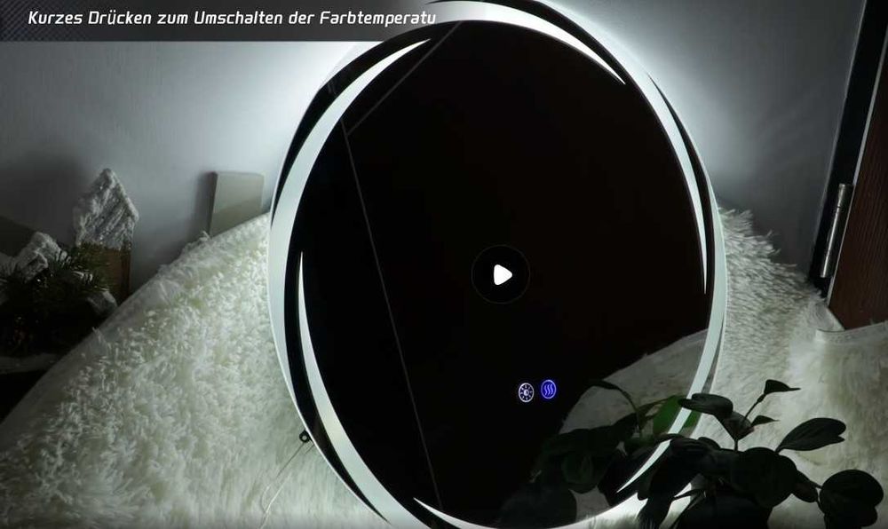 Oglinda Rotunda Iluminata Led, dimabila, reglaj culoare, dezaburire