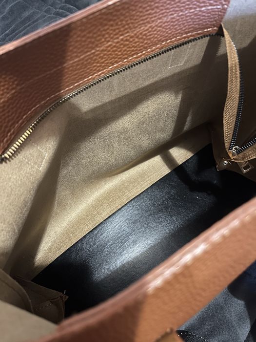 Дамска чанта TOTE BAG в кафяво + вътрешна чантичка + шалче