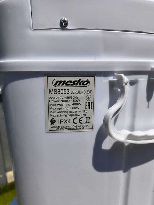 Mesko MS8053 Мини пералня, 3 кг, бяло/синьо